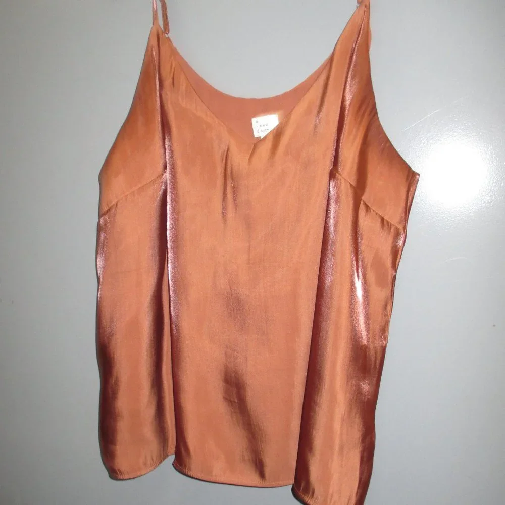 A New Day Women's Blouse Size XXL Brown Color with Lining Strap Shoulder Blouse - Picture 2 of 8